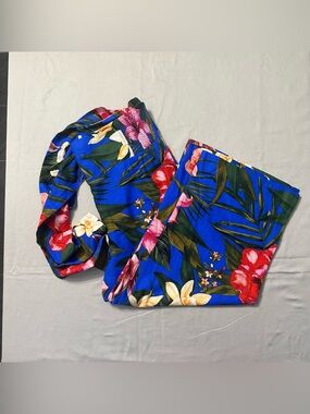 Cupcakes and Cashmere Tropical Floral Wide Leg Pants L